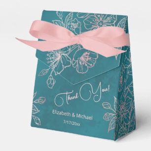 Teal Blush Pink Custom Wedding Favour Box