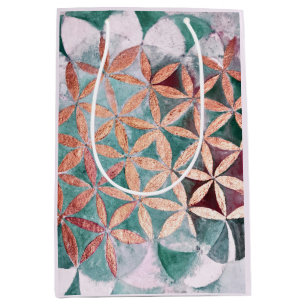 Teal Blush Pink Pastel Abstract Watercolor Pattern Medium Gift Bag
