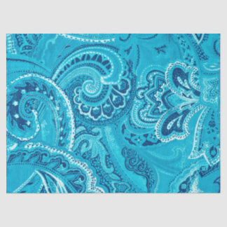 Teal Boho Chic Retro Hippy Paisley Bandanna Tissue Paper