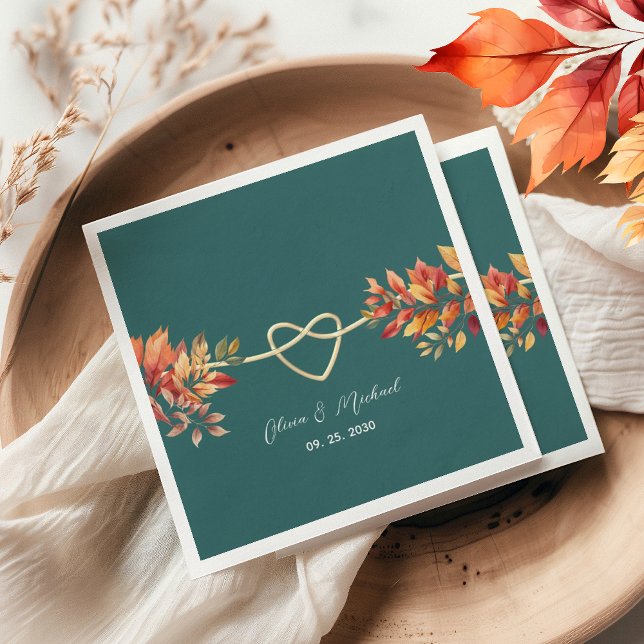 Teal Boho Fall Wedding Napkin (Creator Uploaded)