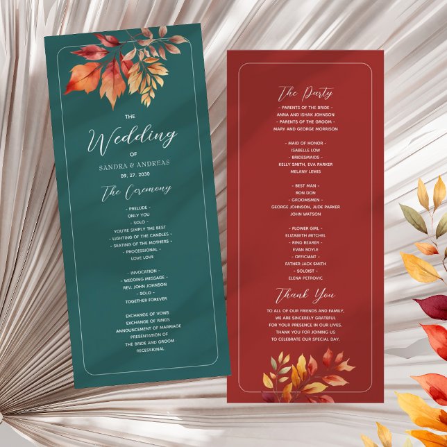 Teal Boho Fall Wedding Programme (Creator Uploaded)