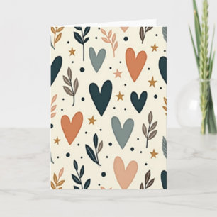 Teal Boho Hearts Love Card