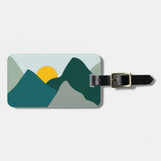 Teal Boho Mountain Luggage Tag