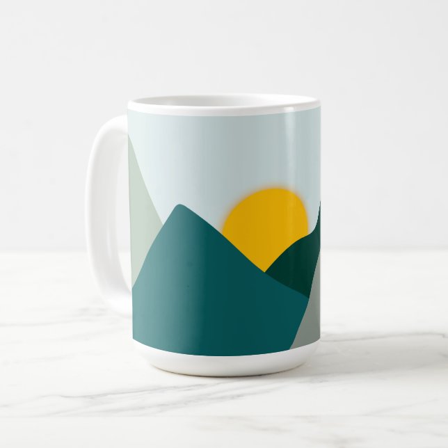Teal Boho Mountain Mug (Front Left)
