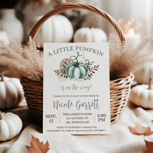 Teal Boho Pumpkin, Gender Neutral Baby Shower Invitation