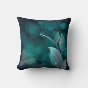 Teal Bokeh Leaves American MoJo Cushion