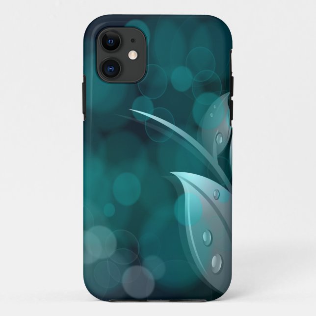 Teal Bokeh Leaves Case-Mate iPhone Case (Back)