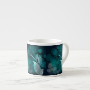 Teal Bokeh Leaves Espresso Cup