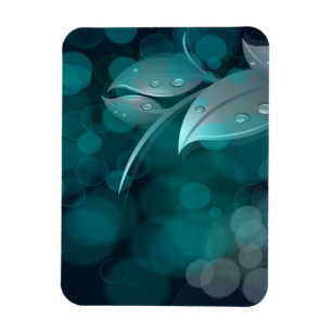 Teal Bokeh Leaves Magnet