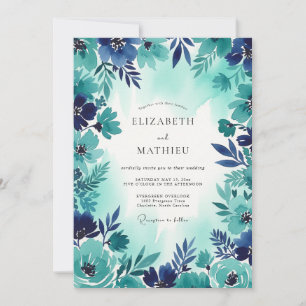 Teal Bold Coastal Wedding Invitation