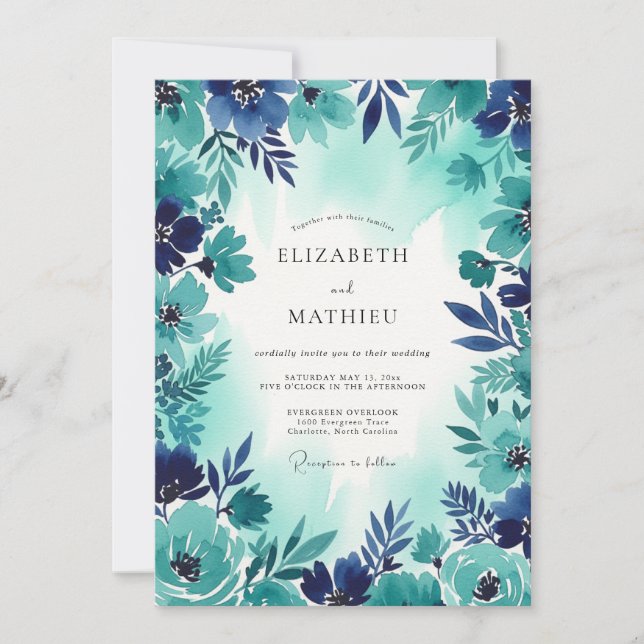 Teal Bold Coastal Wedding Invitation (Front)