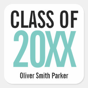 Teal Bold Personalized Graduation ANY YEAR Square Sticker