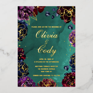 Teal Bordeaux Amethyst Jewel Tone Gold Wedding