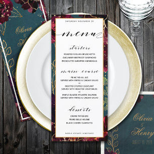 Teal Bordeaux Jewel Tones Wedding Menu