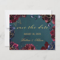 Teal Bordeaux Sapphire Jewel Tones Save The Date