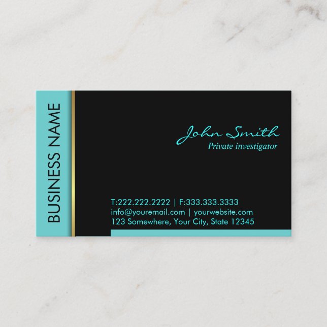 Teal Border Investigator Business Card (Front)
