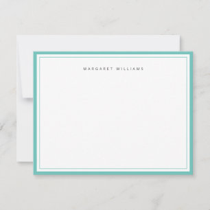 Teal Border Minimal Personalised Note Card