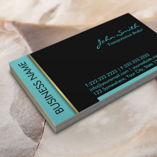 Teal Border Transportation Broker Business Card (Creator Uploaded)