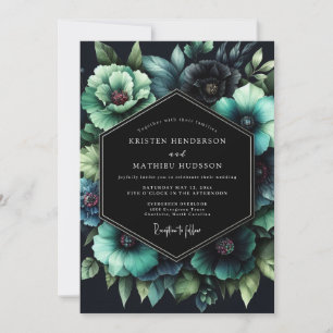 Teal Botanical Nocturne Wedding Invitation
