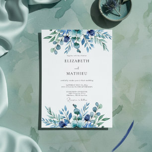 Teal Botanical Whimsy Wedding Invitation