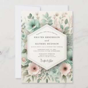 Teal Botanical Whimsy Wedding Invitation