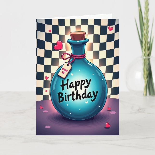 Teal Bottle Birthday Card (Front)