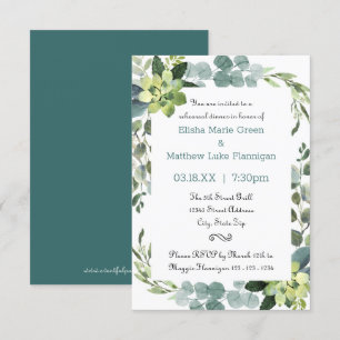 Teal Bouquet Frame - 3x5 Rehearsal Dinner Invite