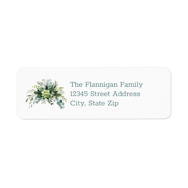 Teal Bouquet Left Swag - Return Address Label (Front)