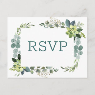 Teal Bouquet - RSVP Post Card