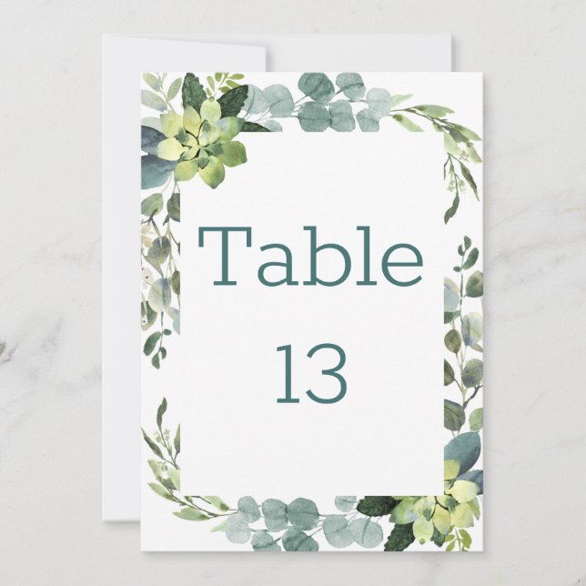 Teal Bouquet - Table Number (Front)