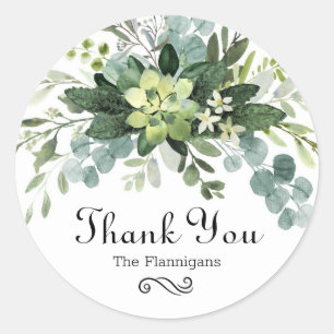 Teal Bouquet Thank You - Circle Sticker