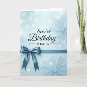 Teal Bow Birthday Card