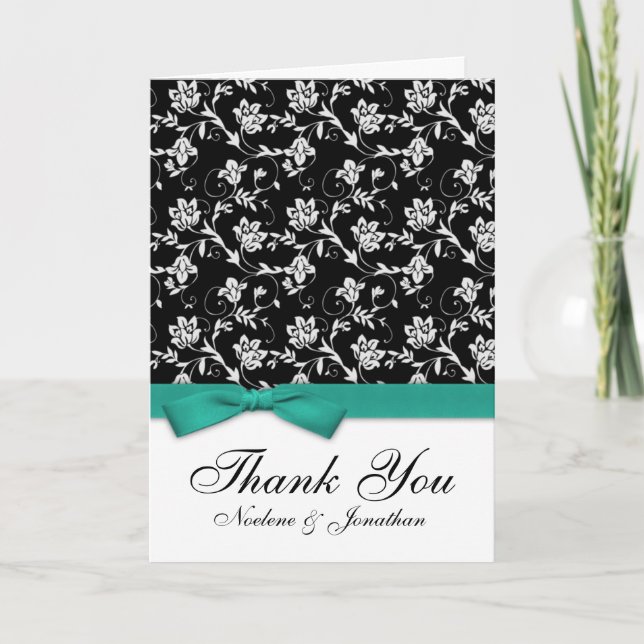 Teal Bow Thank You Card (Front)