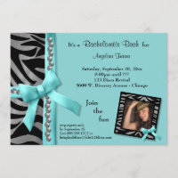 Teal Bow With Silver Pearls And Zebra Stripes