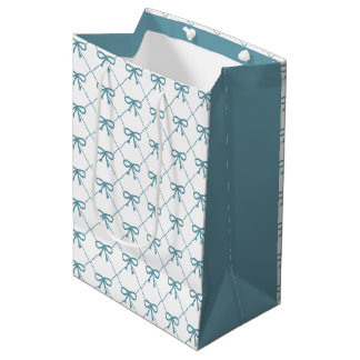 Teal bows on white background   medium gift bag