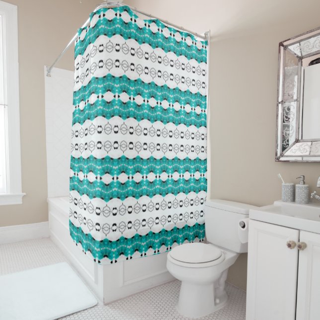 Teal Breakup Shower Curtain (In Situ)