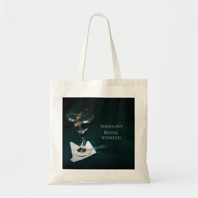 Teal Bridal Party Wedding Weekend Martini Tote Bag (Front)