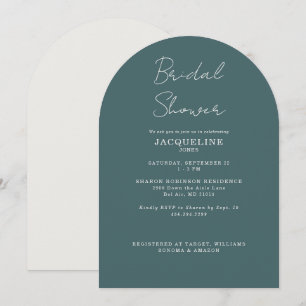 Teal Bridal Shower Arched  Invitation