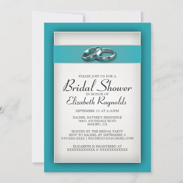 Teal Bridal Shower Invitations (Front)