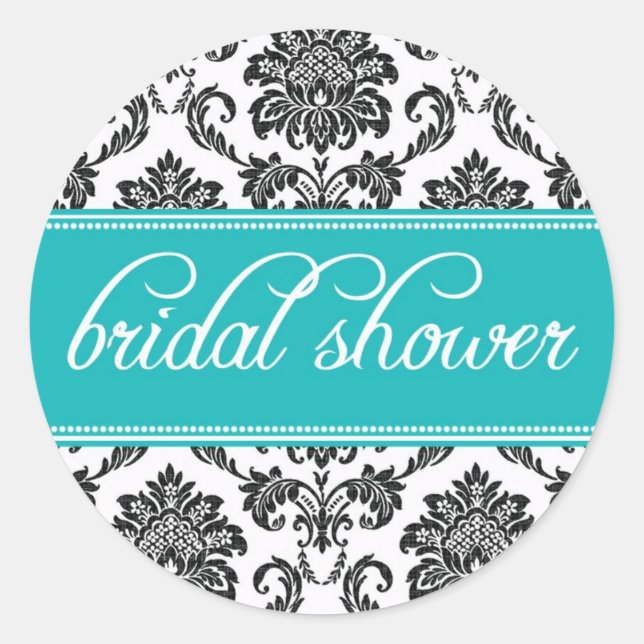 Teal Bridal Shower Stickers (Front)