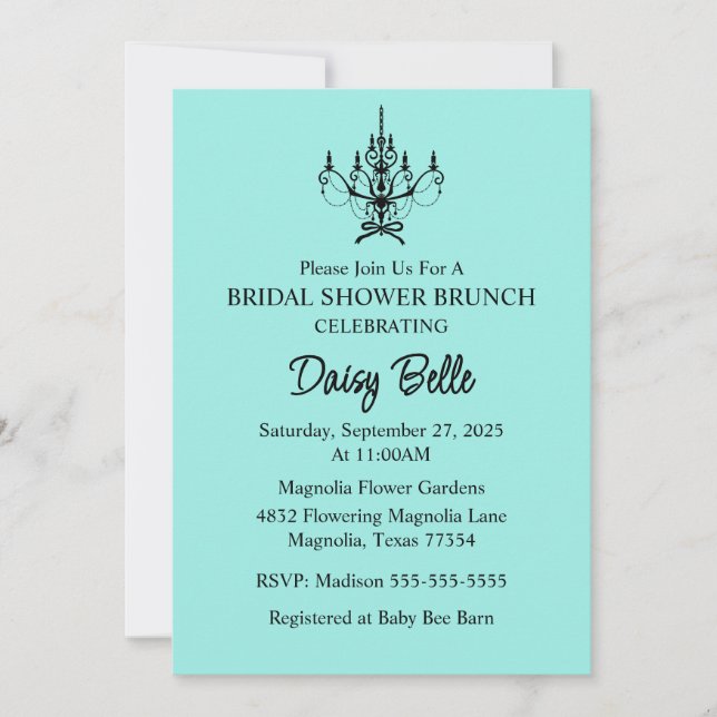Teal Bride & Co. Bridal Shower Brunch Invitation (Front)