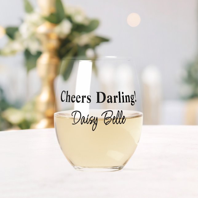 Teal Bride & Co. Bridal Shower Stemless Wine Glass (Insitu (Wedding))