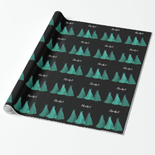 TEAL Bridesmaid Dresses Custom Name V13 Wrapping Paper