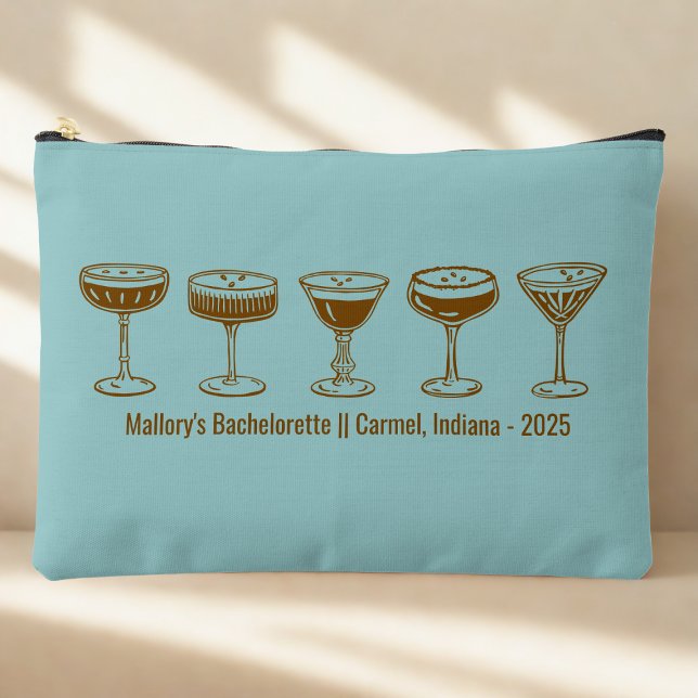 Teal Bridesmaid Espresso Martini Bachelorette  Accessory Pouch (Creator Uploaded)