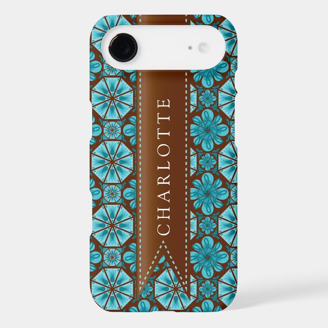 Teal Brown Abstract Tile Pattern Case-Mate Samsung Galaxy Case (Back)