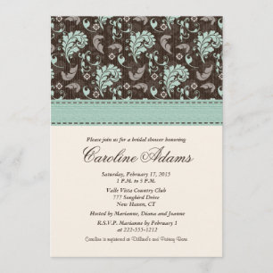 Teal Brown Bridal Shower Invitations