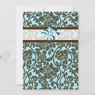 Teal & Brown Brocade Wedding Invitation