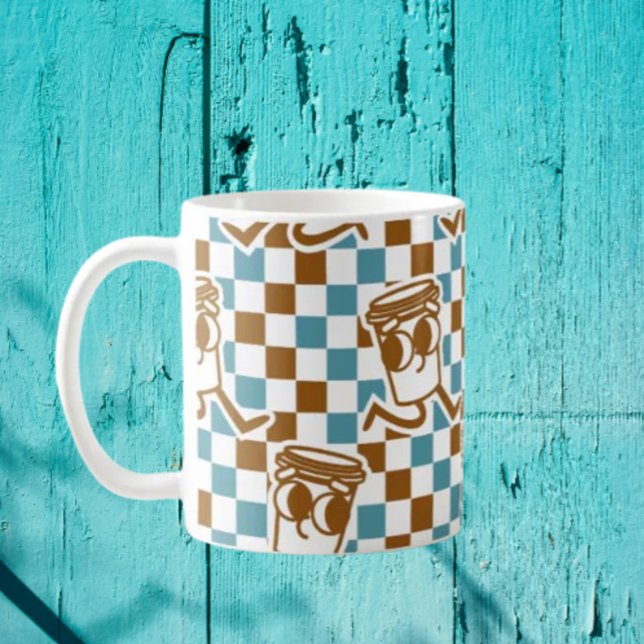 Teal & Brown Coffee Check Mug (Creator Uploaded)