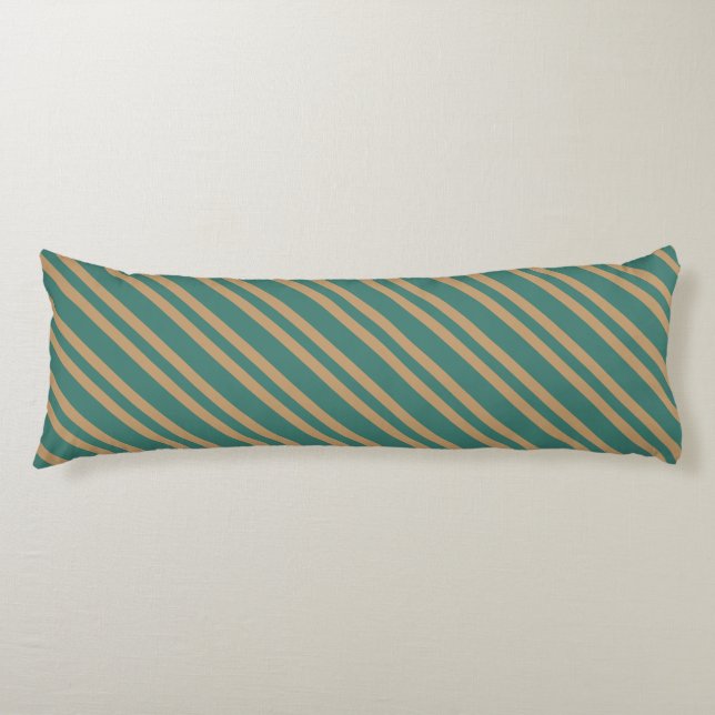 Teal Brown Stripes Seamless Pattern Body Cushion (Front)