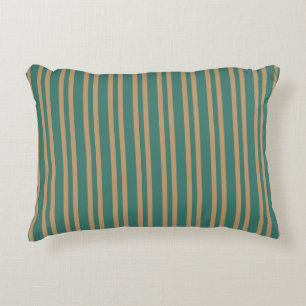 Teal Brown Stripes Seamless Pattern Decorative Cushion